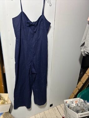 J. Crew Navy Spaghetti-Strap Jumpsuit with Front Tie